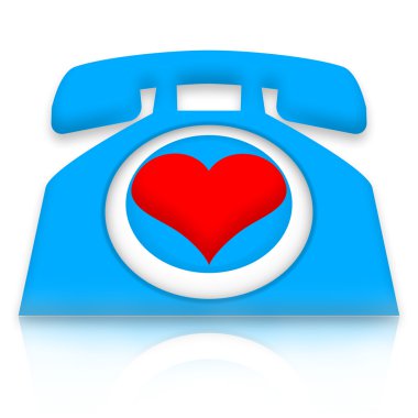 Romantic telephone with love heart clipart