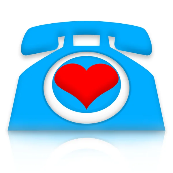 Romantic telephone with love heart — Stock Photo, Image