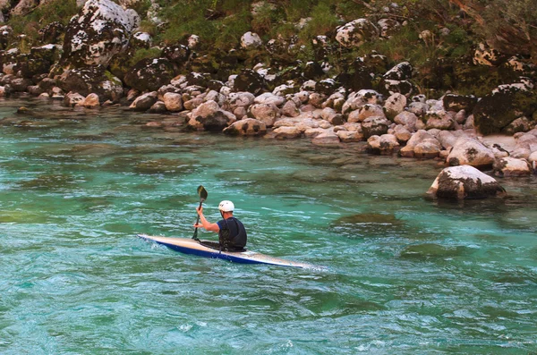 Kayaking on the Soca river, Slovenia — Stok Foto