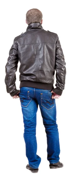 ハンサムなジャケットの男性のルックアップの背面図. — ストック写真