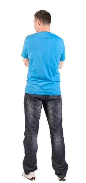 Achteraanzicht van jonge mannen in t-shirt en jeans — Stockfoto
