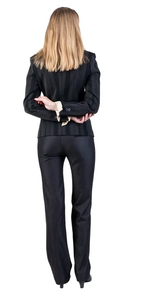 美しい金髪のビジネスの女性に立っているの背面図 — ストック写真