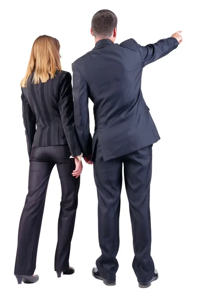 Back view of pointing business team — Stock Photo, Image