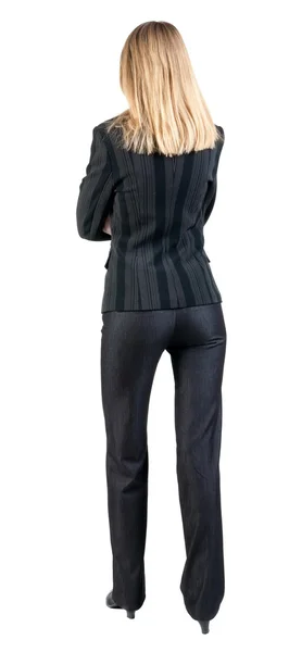 Back view of standing beautiful blonde business woman — Stock Photo, Image