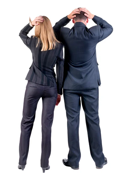 Back view of shocked business team — Stock Photo, Image