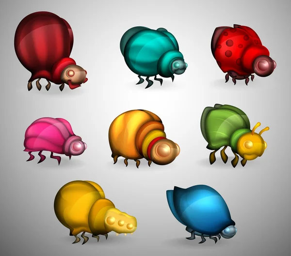 Set of multicolor beetles — Stock Vector