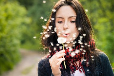 Girl with dandelion clipart