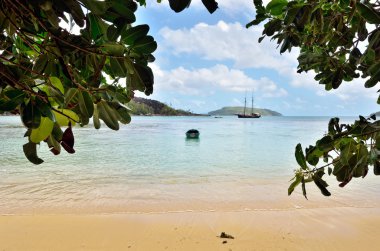 Tropical beach on Seychelles island clipart