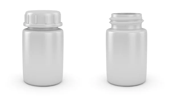 Open and closed pill bottles — Stock Photo, Image