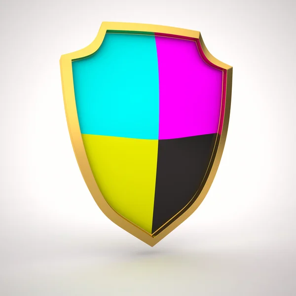 Shield of cmyk colors — Stock Photo, Image