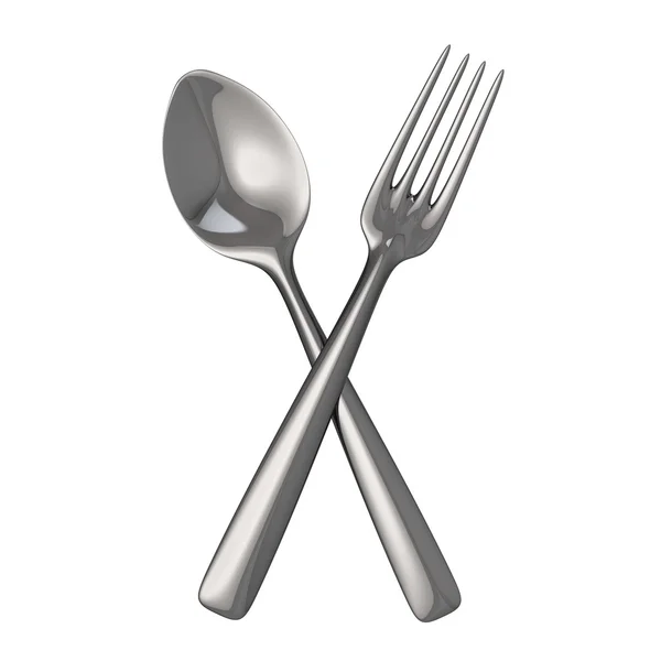 交叉的勺子和叉子 — 图库照片