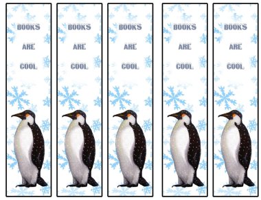 Books Are Cool: Penguin Bookmarks: Snowflakes clipart