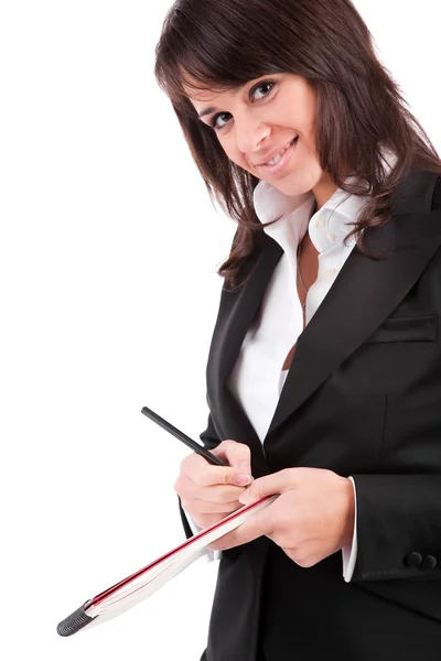 Business woman full of thoughts — Stock Photo, Image