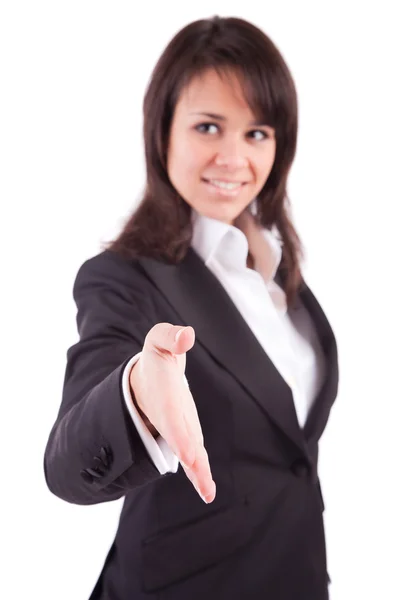 Podnikání žena nabízí handshake — Stock fotografie