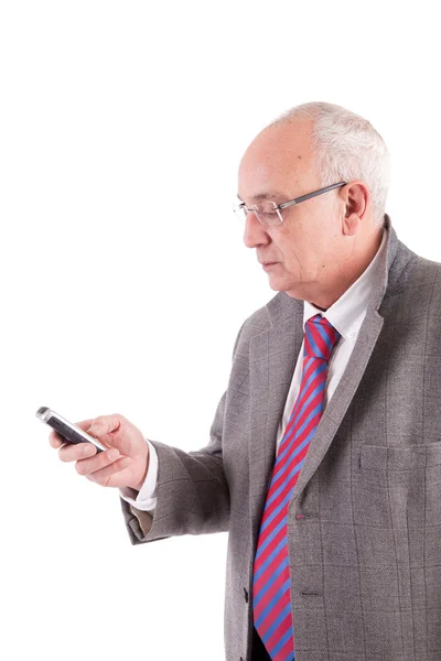 Mature business man at phone — Stock Photo, Image
