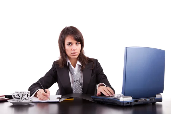 Business woman working with laptop — Stock Photo, Image