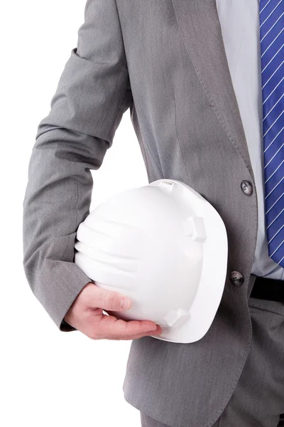 Detail of an engineer holding an helmet — Stock Photo, Image
