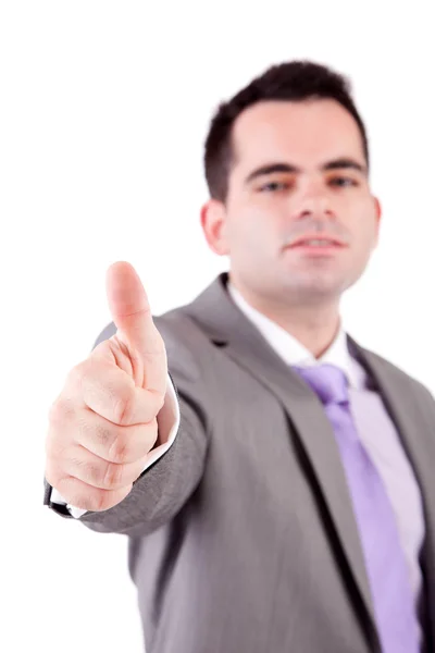 Biznes człowiek pokazuje kciuk w górę — Zdjęcie stockowe
