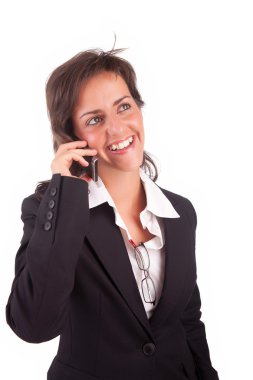 Business woman at the phone clipart