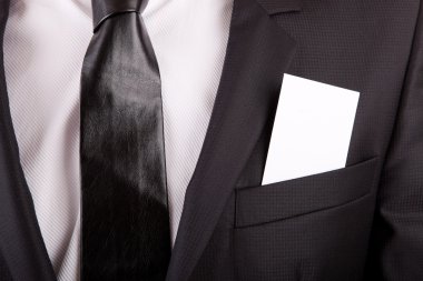 Business card in suit's pocket clipart