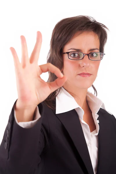 Mujer de negocios señalización ok —  Fotos de Stock