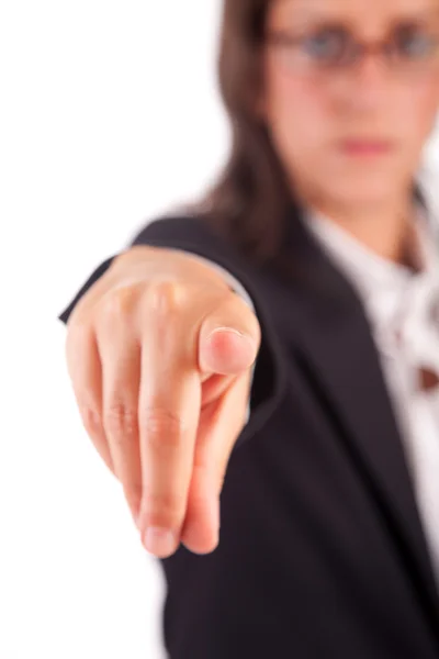 Business woman, pointing forward — Stock Photo, Image