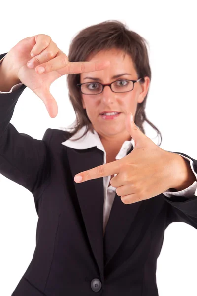 Business woman showing framing hand gesture — Stock Photo, Image