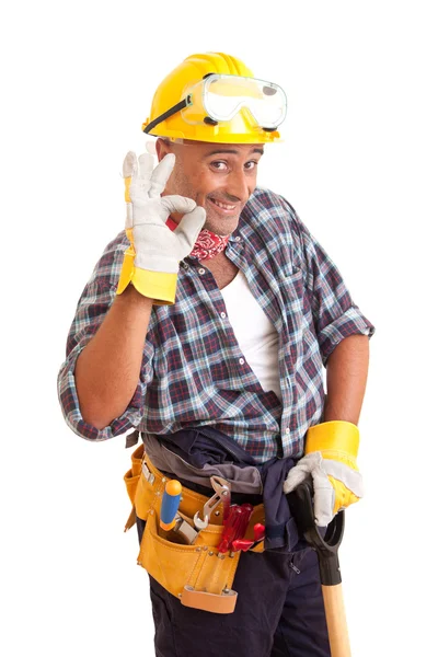 Glücklicher Bauarbeiter — Stockfoto