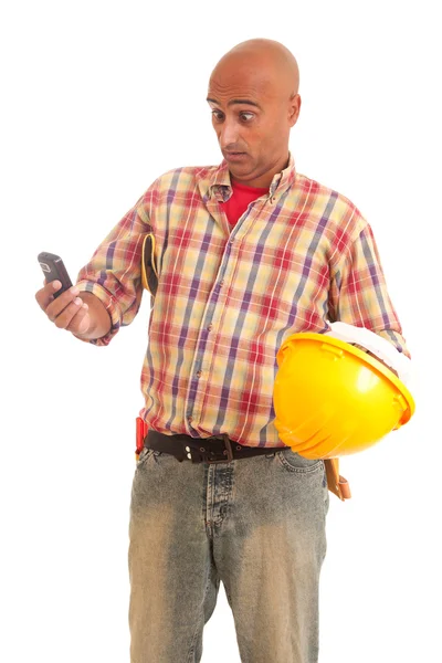 Trabalhador da construção ao telefone — Fotografia de Stock