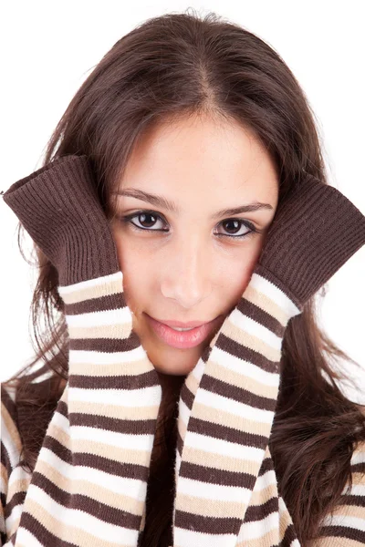 Krásná žena, oblečená pro zimní — Stock fotografie