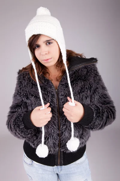 Gyönyörű nő öltözve, téli — Stock Fotó