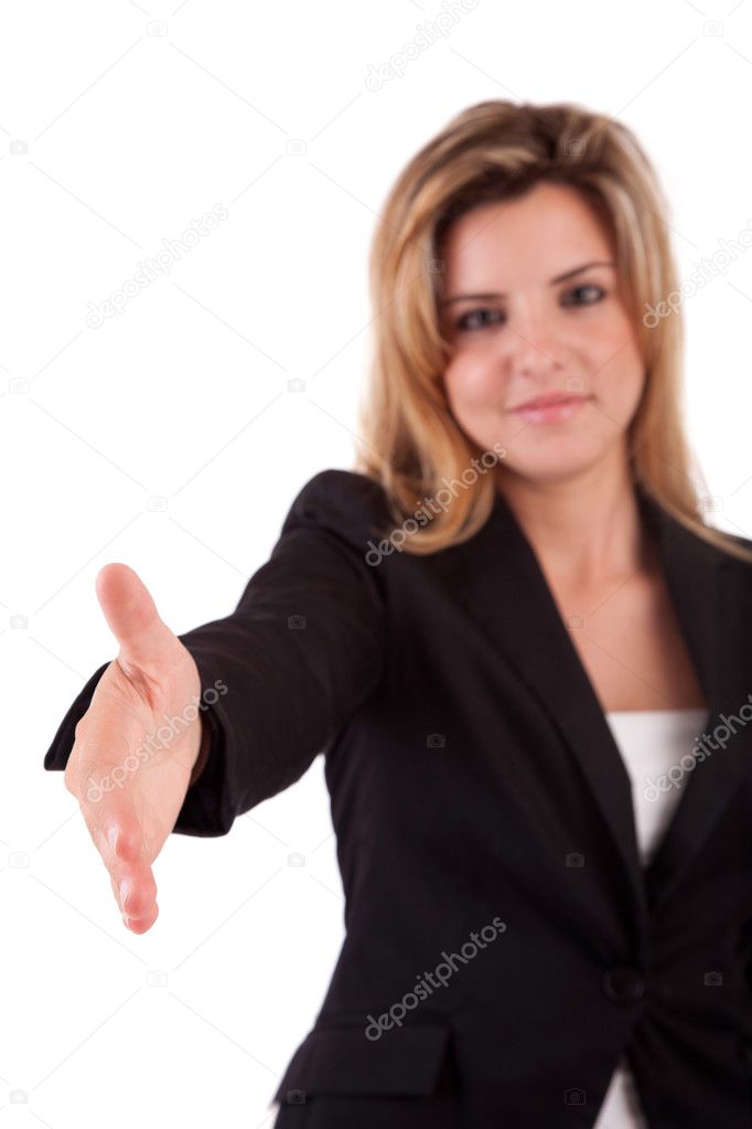 Business woman offering handshake