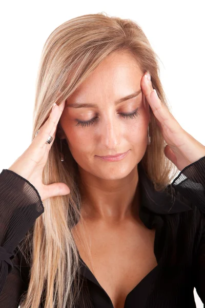 Young business woman with headache — Stock Photo, Image