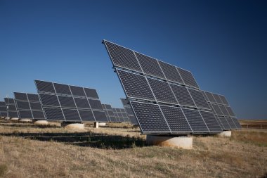 güneş panelleri bir greenfield içinde