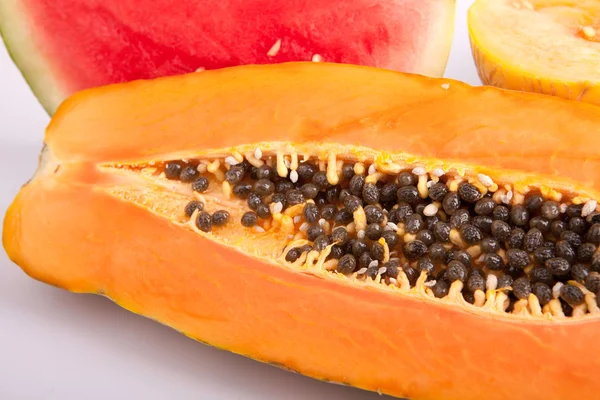 Papaya, melon and watermelon — Stock Photo, Image