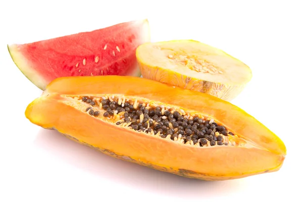 Papaya, melon and watermelon — Stock Photo, Image