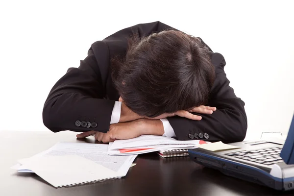 Business man sleeping over the desk — Stock Photo, Image