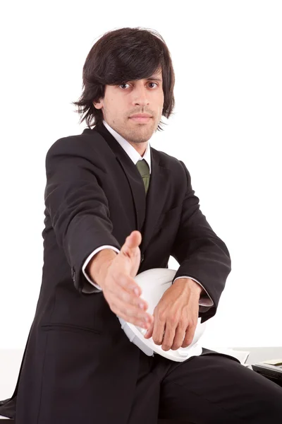 Young business man offering handshake — Stock Photo, Image
