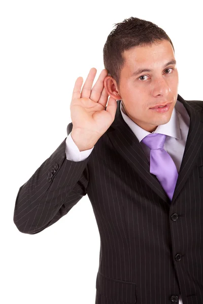 Obchodní muž snaží slyšet — Stock fotografie