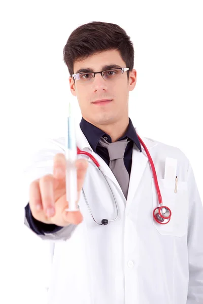 Medic holding a syringe — Stock Photo, Image