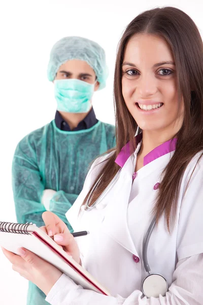 Giovane infermiera e medico — Foto Stock