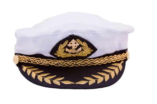 Čepice kapitána na bílém pozadí — Stock fotografie