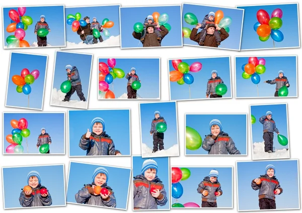 Дідусь з онуком з повітряними кульками — стокове фото