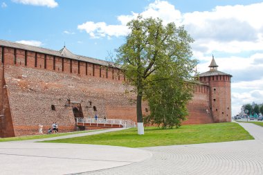 Kremlin duvarının bir parçası, Kolomna şehri, Moskova bölgesi, Rusya