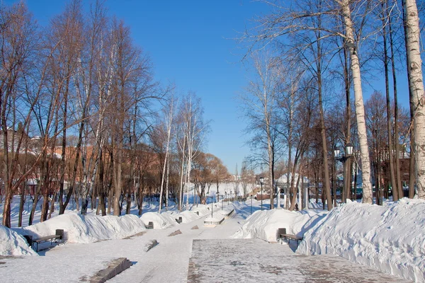 Проспект в зимнем парке, город Пермь — стоковое фото