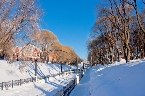 겨울 공원, 도시 페름에서 채널 — 스톡 사진