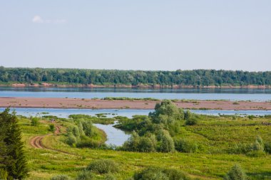 Yaz peyzaj kazan, nehir üzerinde şehir kazan, Rusya Federasyonu