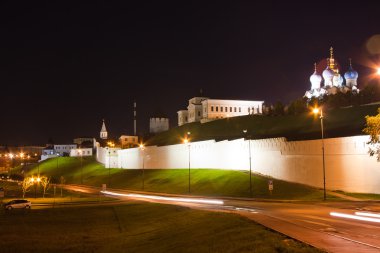 Kremlin, gece manzarası, şehir kazan, Rusya Federasyonu