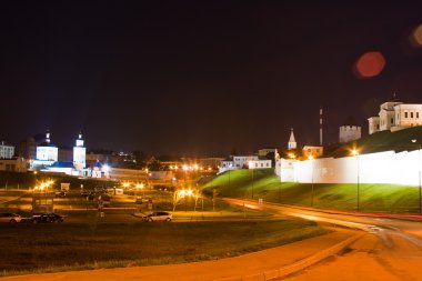 Kremlin, gece manzarası, şehir kazan, Rusya Federasyonu