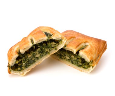 Puff pastry. Healthy pasty with spinach. clipart